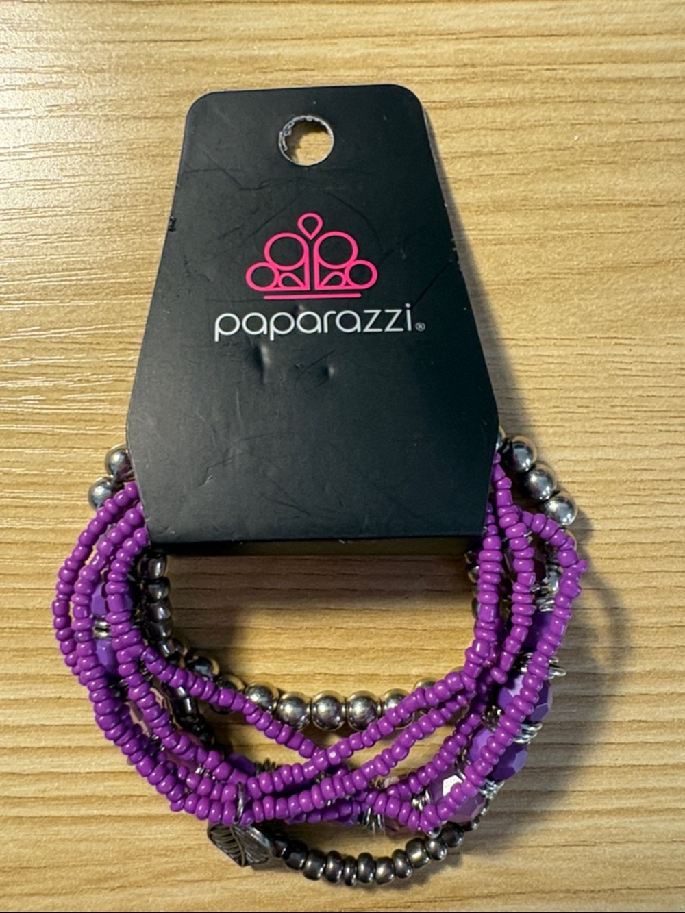Paparazzi Purple & Silver Multi-Strand Beaded Bracelet